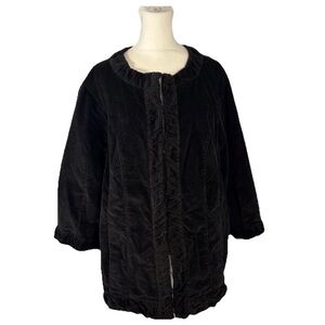 CJ Banks Womens Plus Size 1X Black Corduroy Blazer Preppy Office